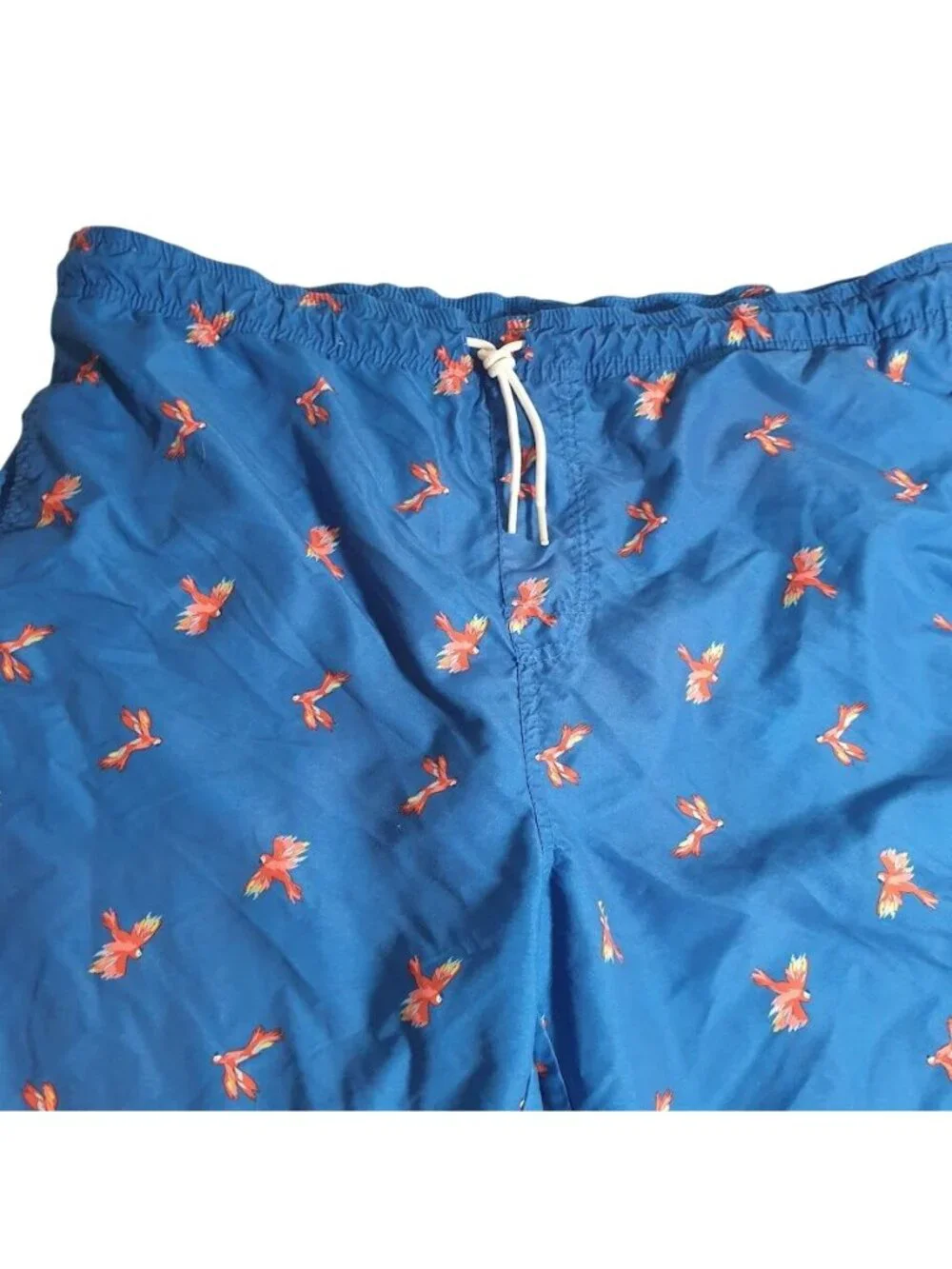 Old Navy Mens Large Swim Trunks Parrots Elastic Waist Mesh Lining Beach Summer